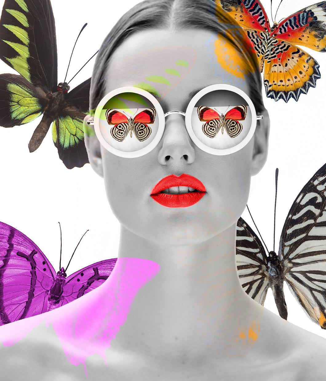 GIrl with Butterflies in her eyes - Chloe Rox Design - Digital print - UK Art