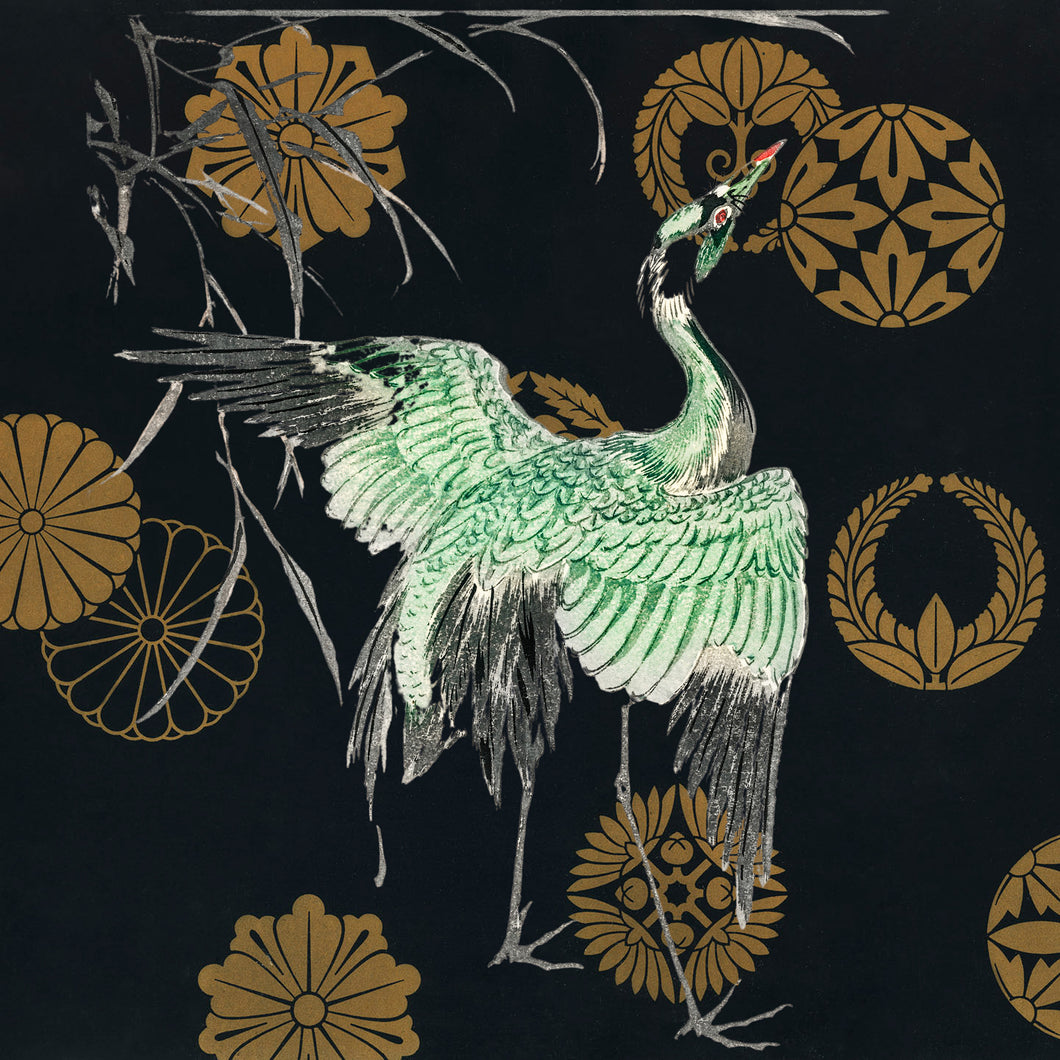 Crane (Gold & Black) - Chloe Rox Design - Digital print - UK Art