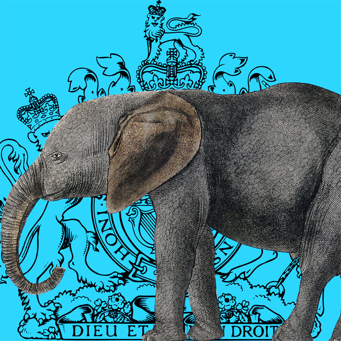 Royal Elephant (Blue) - Chloe Rox Design - Digital print - UK Art