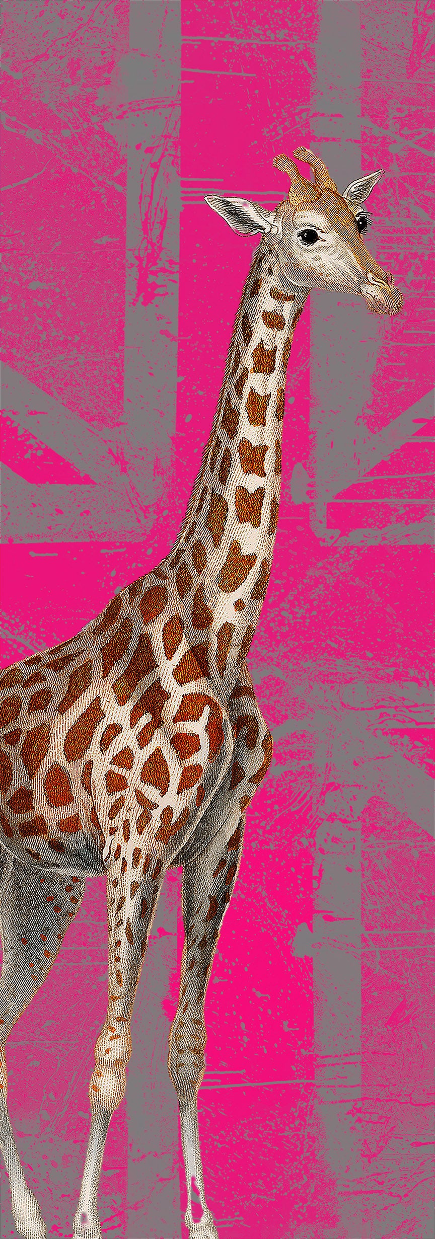 Giraffe flag (Pink) - Chloe Rox Design - Digital print - UK Art