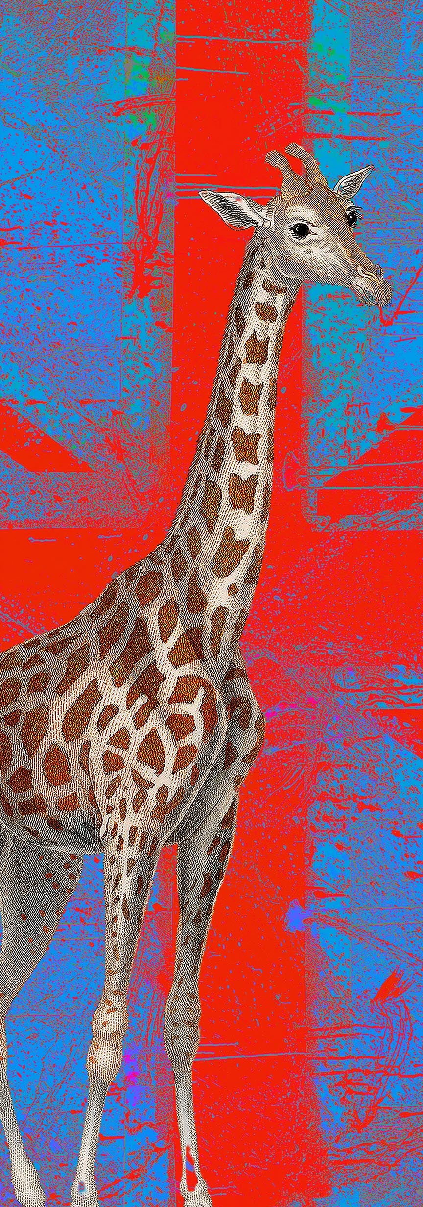 Giraffe flag (Red) - Chloe Rox Design - Digital print - UK Art