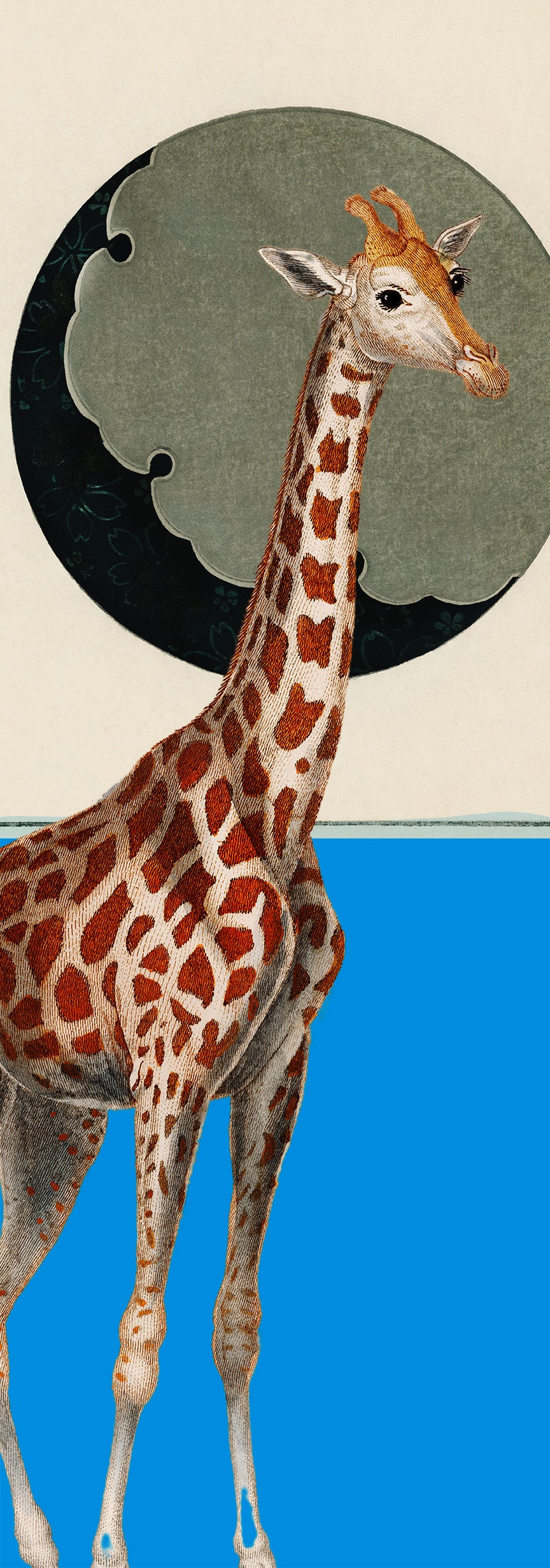 Giraffe moon (Blue) - Chloe Rox Design - Digital print - UK Art