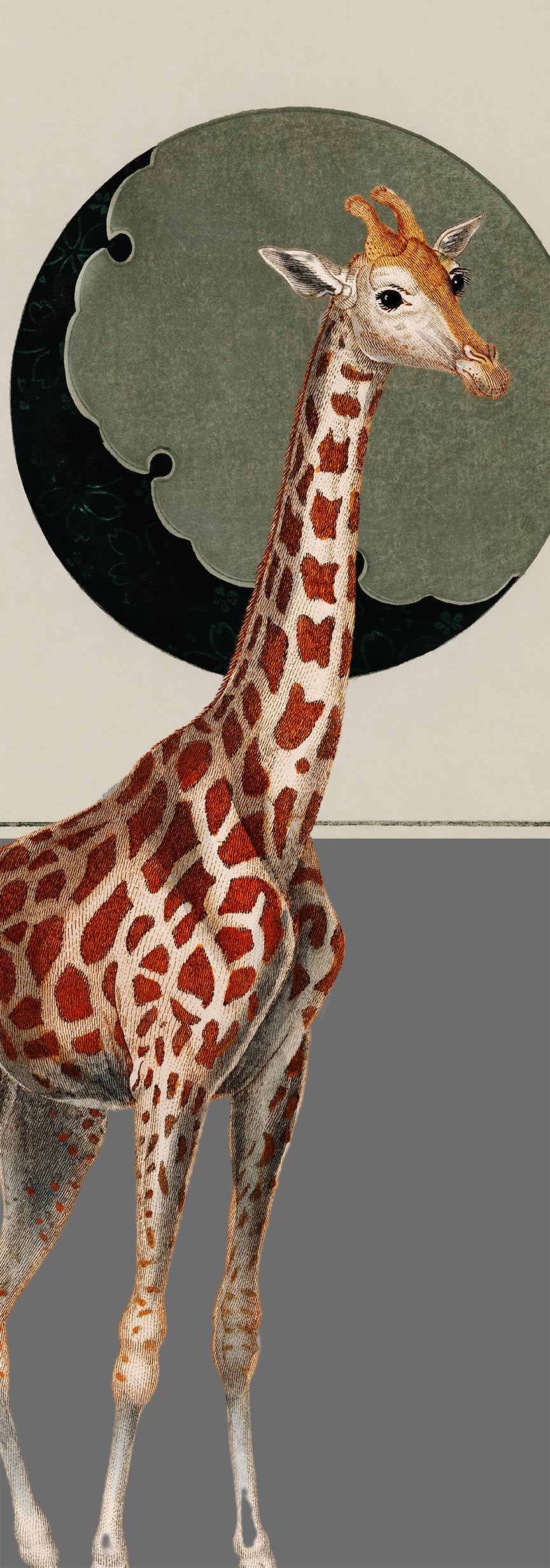 Giraffe moon (Grey) - Chloe Rox Design - Digital print - UK Art
