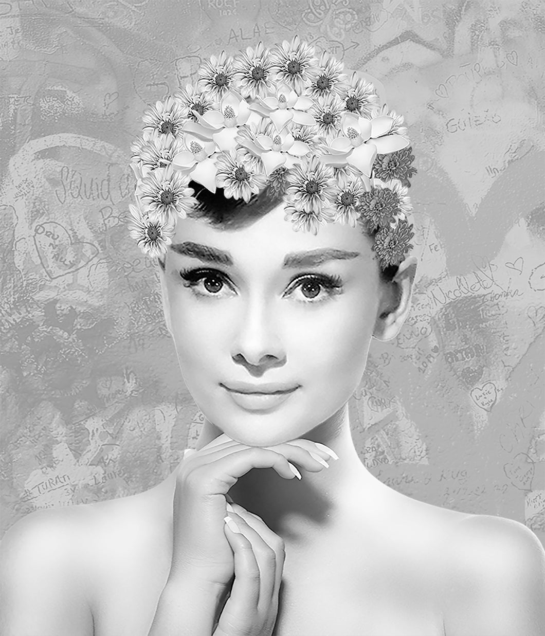 Flower girl (Black and white) - Chloe Rox Design - Digital print - UK Art
