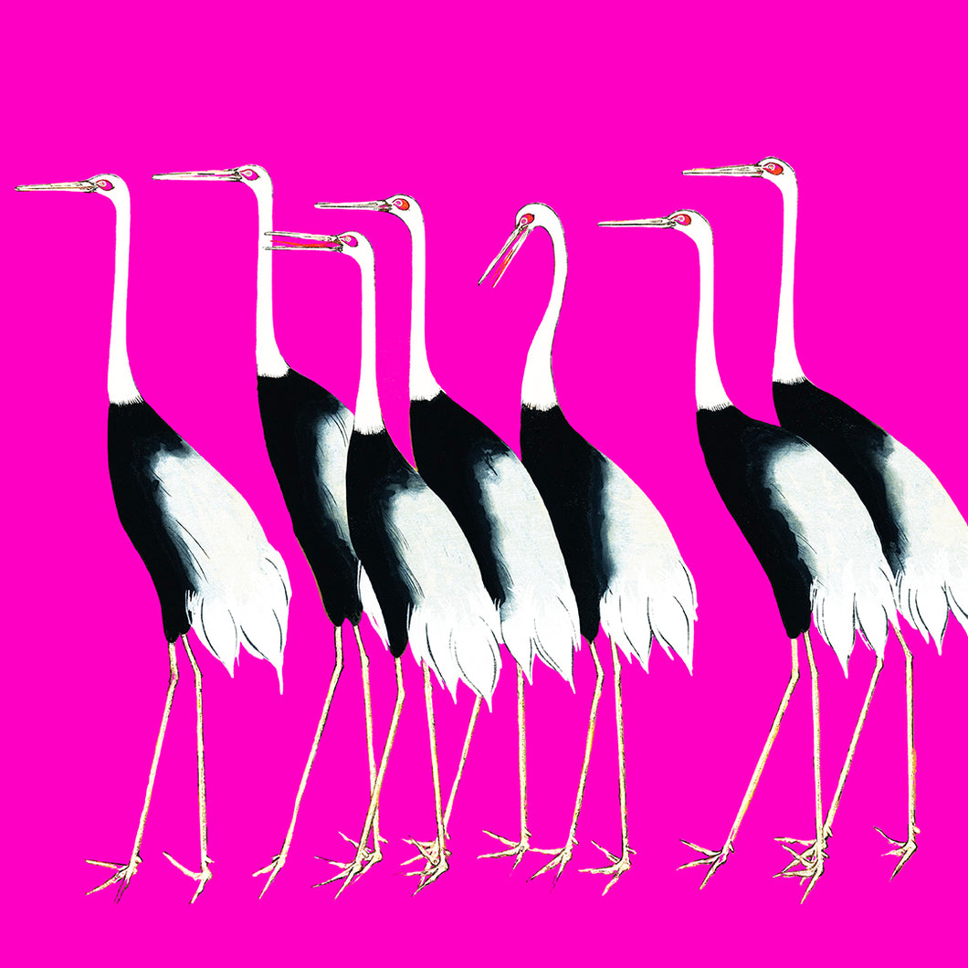 Cranes on pink - Chloe Rox Design - Digital print - UK Art