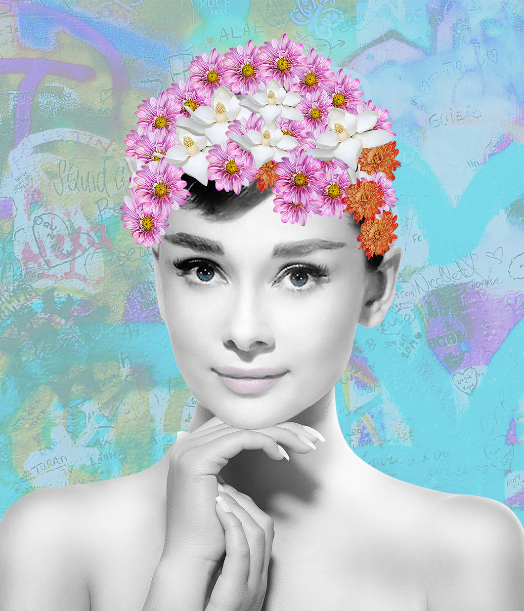 Flower girl (Blue) - Chloe Rox Design - Digital print - UK Art